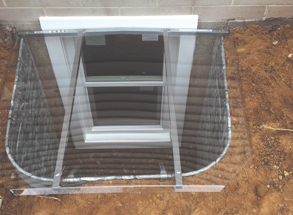 top view of a newly installed egress window