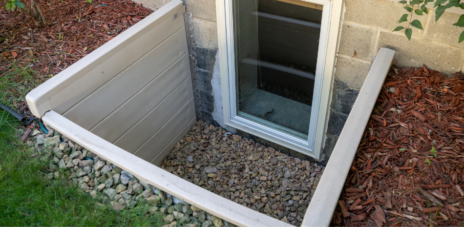 view of the egress window from the outside
